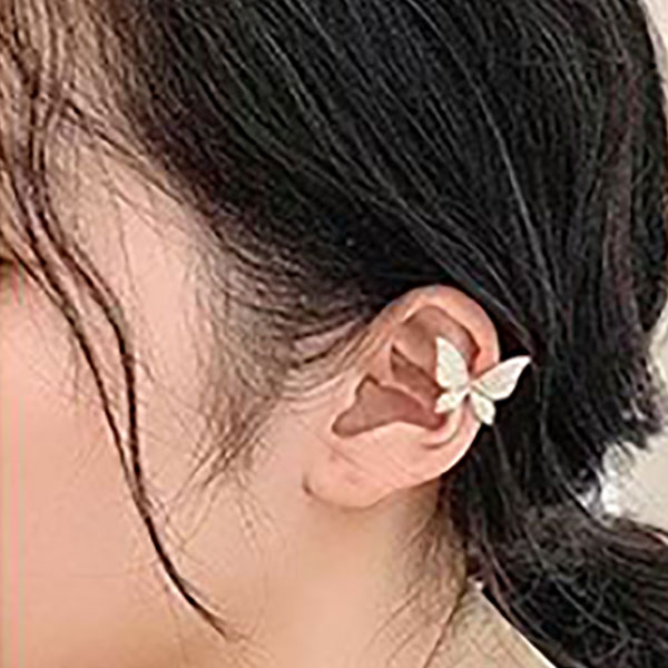 1Pc Butterfly Korean Ear Cuff Clip Earrings- Non-Piercing Clip Earrings for Girls Women Jewelry