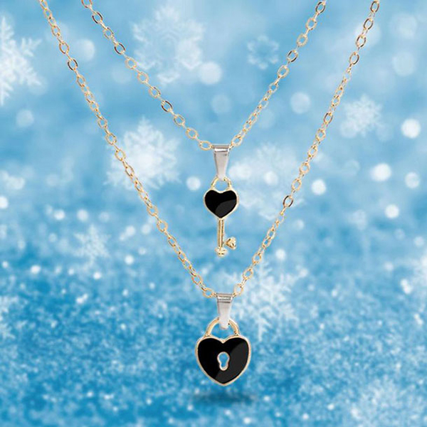 Lock & Key Heart Shape New Statement Couple Pendant Necklaces For Women & Men - Couple Fashion Jewelry