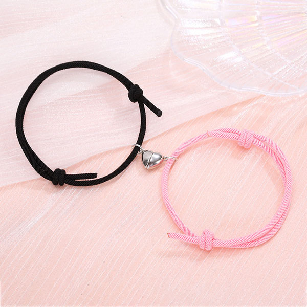 Couple Magnetic Attract Heart Adjustable Rope Bracelets for Men and Women Jewelry Lover Gift