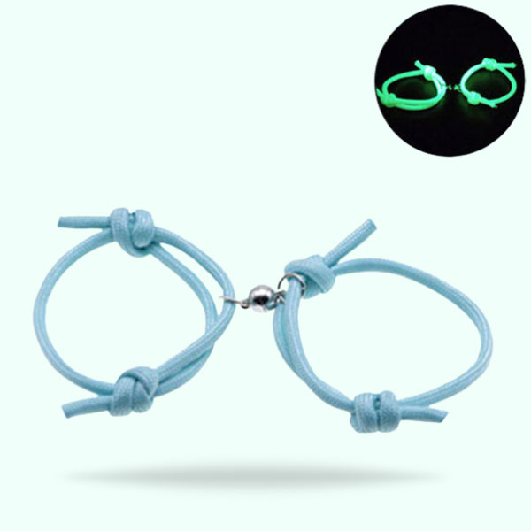 2pcs Glow in the Dark Couple Magnet Bell Bracelets for Men and Women