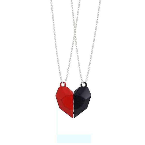 New Trendy 2Pcs Magnetic Heart Matching Pendant Necklace For Men & Women - Couple Jewelry Gifts