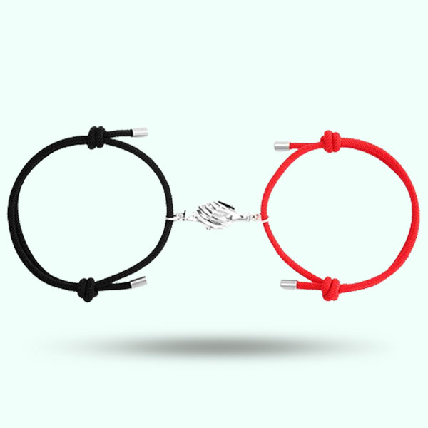 2Pcs Set Adjustable Magnetic Paired Bracelet Gift For Couple Hold Hands Romantic Lover 