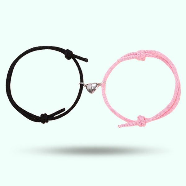 2Pcs/Set Couple Heart Magnetic Distance Bracelet- Minimalist Matching Friendship Bracelets for Men And Women