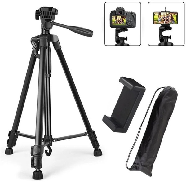 3366 Aluminium Tripod Stand (55-Inch) With Mobile Phone Holder