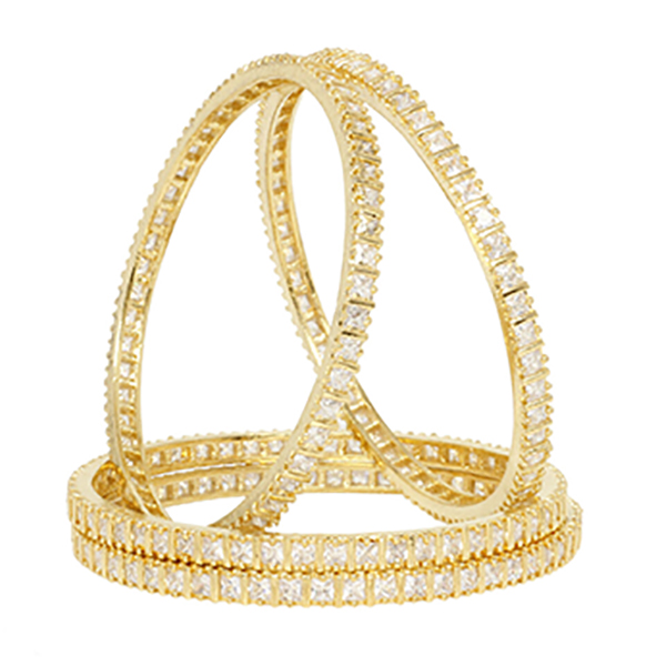 4Pcs/ Set Golden Antique Bangles- Crystal Traditional Bangles for Women​​​​​​​
