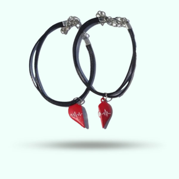 Beautiful Couple Heart Magnetic Paired Bracelets- Adjustable Heartbeat Bracelets Gift For Girlfriend