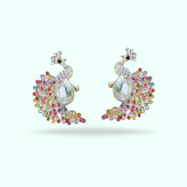 Beautiful Multicolor Crystal Flamingo Style Earrings for Women