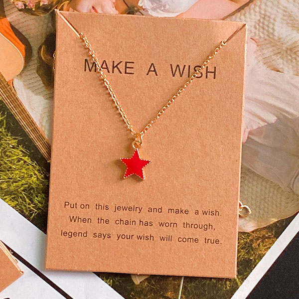 Beautiful Red Mini Star Shape Pendant Necklace for Women & Girls  - Choker Neck Jewelry Gift for Friends