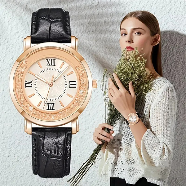 Black Fashion Ladies Watches- Casual Watch for Girls and Women
