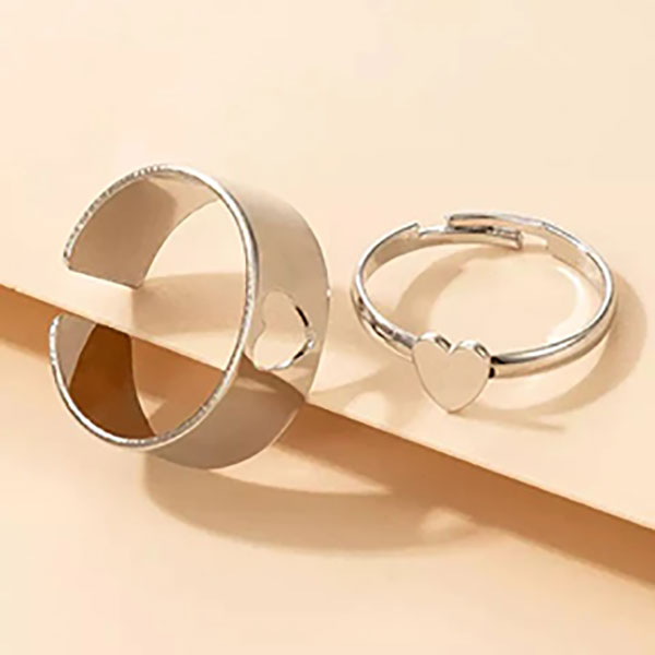 Couple Multi-layer Heart-Shaped Open Rings Set- Adjustable Matching Rings for Girls and Boys