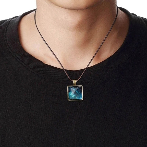 Crystal Glow In The Dark Pyramid-Shaped Pendant Necklace for Men, Women