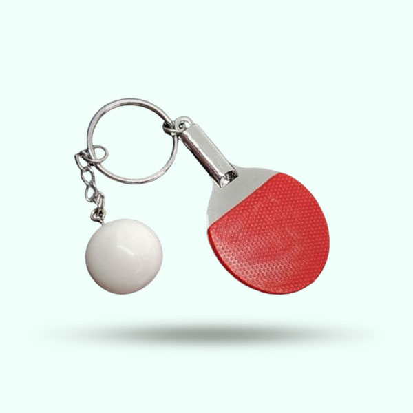 Cute Table Mini Ping Pong Keyrings with Table Tennis for Men and Women