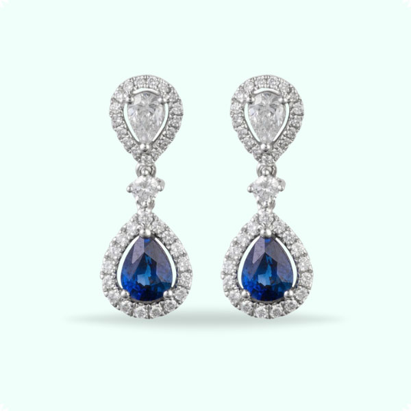 Elegant Royal Blue Crystal Earrings- Water Drop Earrings for Girls