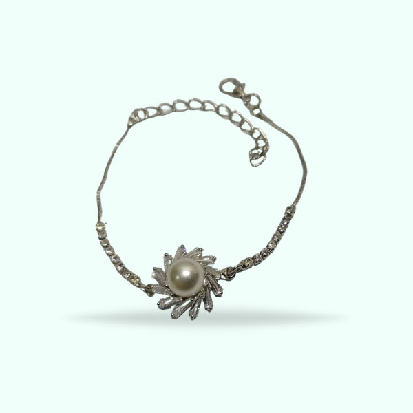 Beautiful Silver Flower-Shaped Bracelets- Crystal Bracelets for Girls