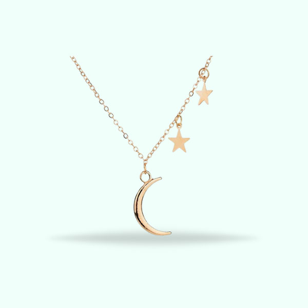 Romantic Couple Moon Star Combination Of Women's Clavicle Necklace Jewelry 
