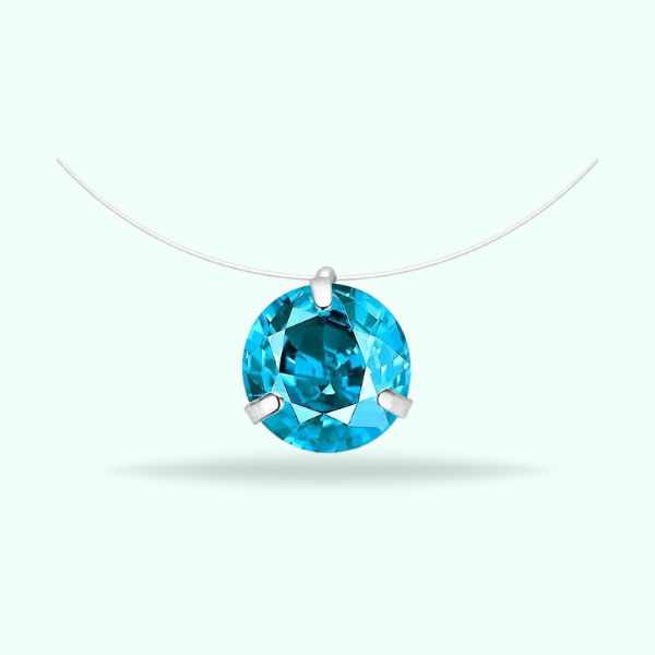 Shiny Aqua Crystal Pendant Necklace for Girls and Women