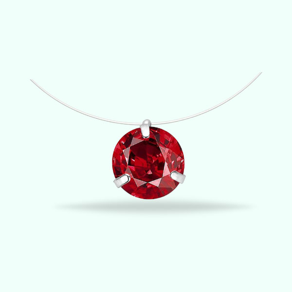 Fashion Maroon Shiny Crystal Pendant Necklace for Girls