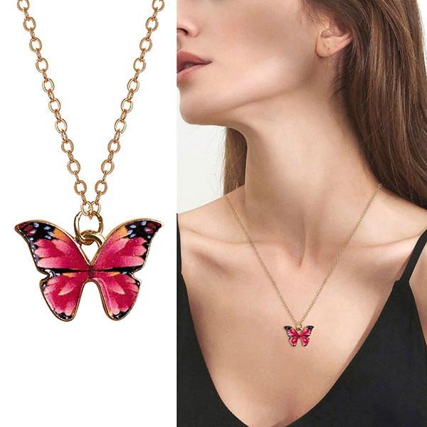 New Style Butterfly Charm Pendant Necklace For Girls - Cute Lovely Neck Jewelry
