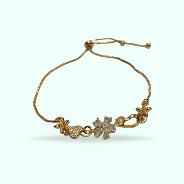 Elegant Flower-Shaped Crystal Bracelets- Stone Adjustable Bracelets for Girls and Women
