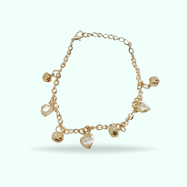 Stylish Golden Heart-Shaped Anklets- Heart Chain Anklets for Girls 