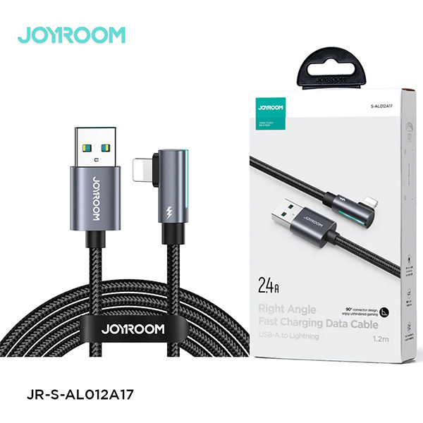 Joyroom S-AL012A17 Smooth Game Series 2.4A USB-A To Lightning Right Angle Fast Charging Data Cable 1.2m-Black