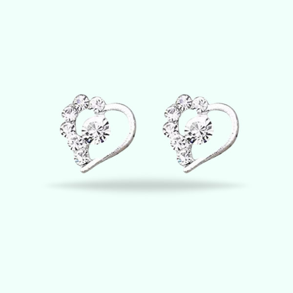 LOVE Full Crystal Heart Stud Earrings for Women