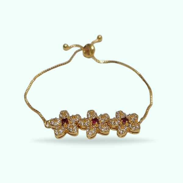 Lovely Golden  Flower-Shaped Bracelets- Adjustable Crystal Bracelets for Girls