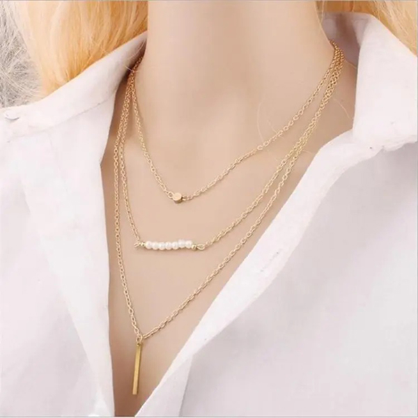 New 3 Layer Beautiful Golden Pendant Necklace- Chain Necklace Jewelry Gift  