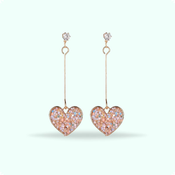 New Fashion Sweet Pink Heart Long Earrings