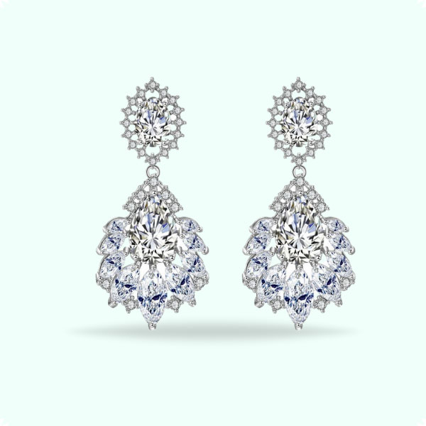 New Pretty White Crystal Zircon Earrings- Crystal Drop Earrings for Girls Wedding Jewelry