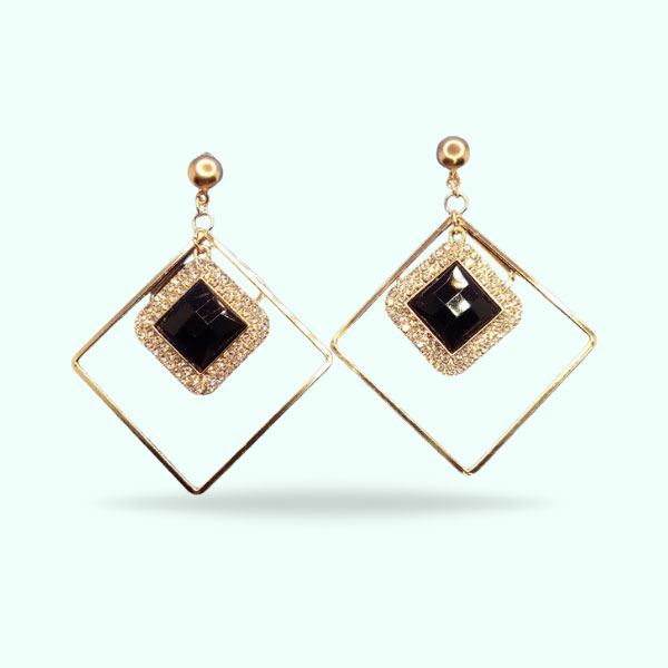 pretty-western-black-and-golden-combination-earrings-crystal-drop-earrings-for-girls-and-women