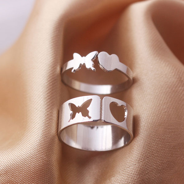 Rock Hip-hop Butterfly Couple Finger Rings- Adjustable Open Same Rings for Friends, Women and Men