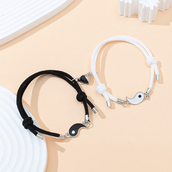 Romantic Couple Heart-Shape Promise Bracelets- Magnetic Attraction Bracelets for Men and Women Couple Gift Jewelry
