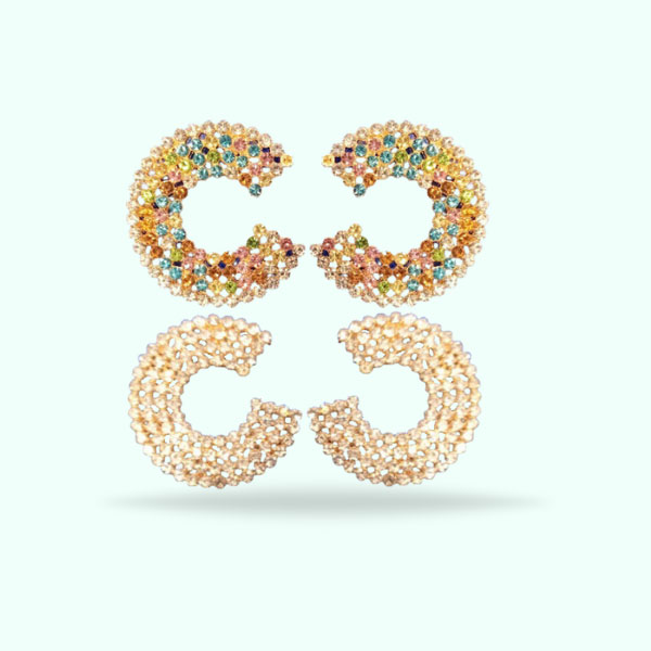 New Trendy Round Crystal Rainbow Style Earrings For Girls & Women