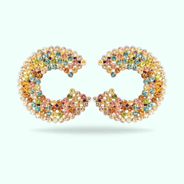 Stunning Round-Shaped Earrings in a Rainbow Style for Girls