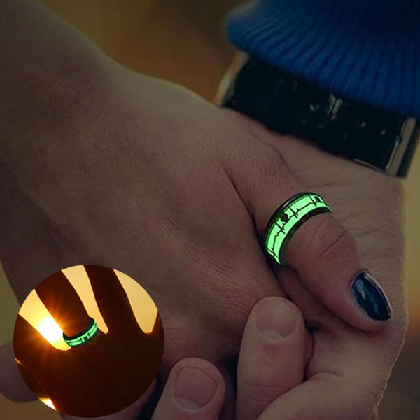 Glow In Dark Stainless Steel Luminous Finger Ring For Couples - Valentine's Day Gift Jewelry