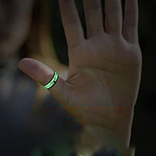 Size 8 Stainless Steel Luminous Finger Rings For Couples Glow In Dark Valentine's Day Gift