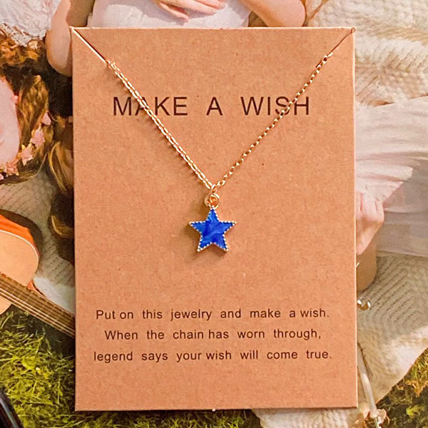 Star Shape Blue Pendant Choker Necklace for Girls & Women - Fashion Women  Neck Jewelry 