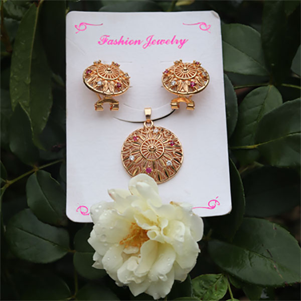 Stunning Golden Locket Set with Matching Earrings- Women's Jewelry Set