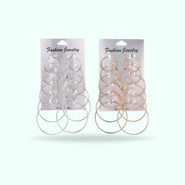 New Trendy Silver Round Shape Baliyan Earrings For Girls & Women - Complete Earrings Set