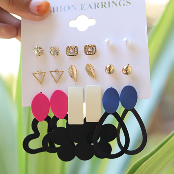 Trendy Multicolor Casual Earrings- Studs and Drops Earrings Set for Girls and Women
